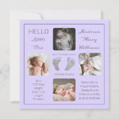 Fußabdrücke Ankündigung mehrerer Fotos zur Geburt (Vorderseite)