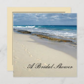 Fußabdrücke auf der Brautdusche am Strand Einladung (Vorne/Hinten)