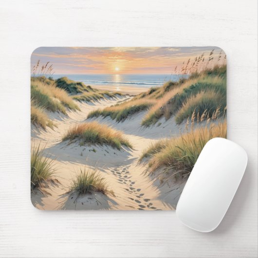 Fußabdrücke auf der Düne am Strand Mousepad (Mit Mouse)
