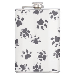 Fußabdrücke einfügen: Hund Monochrom Nahtlos. Flachmann