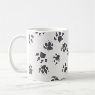 Fußabdrücke einfügen: Hund Monochrom Nahtlos. Kaffeetasse