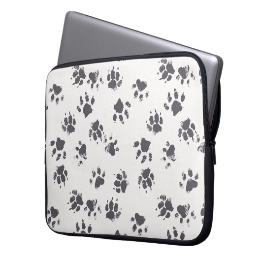 Fußabdrücke einfügen: Hund Monochrom Nahtlos. Laptopschutzhülle (Vorderseite Links)