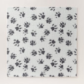 Fußabdrücke einfügen: Hund Monochrom Nahtlos. Puzzle (Horizontal)