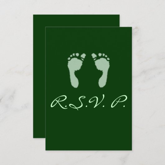 Fußabdrücke für Kinder (grün) RSVP Karte (Vorne/Hinten)