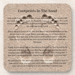 Fußabdrücke im Christlichen Sand-Gebet Getränkeuntersetzer