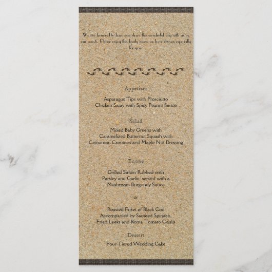 Fußabdrücke im Menü "SandWedding" Menükarte (Vorderseite)