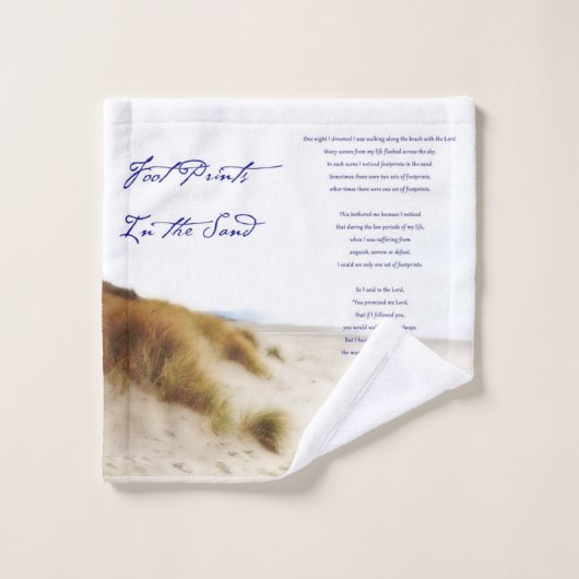 Fußabdrücke im Sand Badhandtuch Set (Waschlappen)