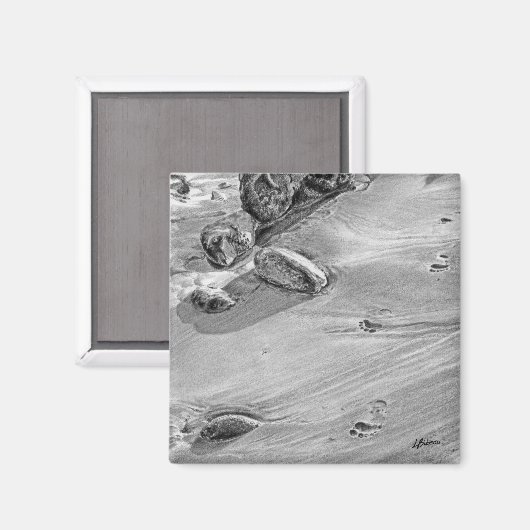 Fußabdrücke im Sand Magnet (Vorderseite/Rückseite)