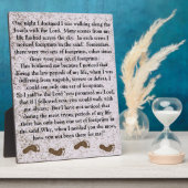 Fußabdrücke im Sand mit Jesus Plaque Fotoplatte (Seite)