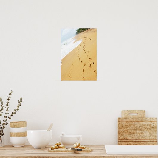 Fußabdrücke im Sand Poster (Küche)