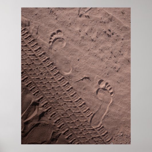 Fußabdrücke im Sand Poster (Vorne)