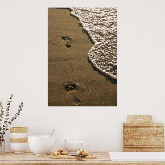 Fußabdrücke im Sand Poster (Küche)