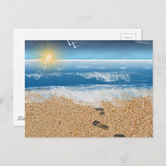 Fußabdrücke im Sand Postkarte (Vorne/Hinten)