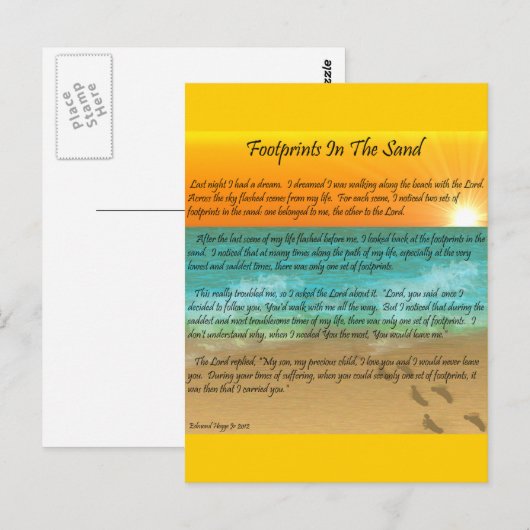 Fußabdrücke im Sand Postkarte (Vorne/Hinten)
