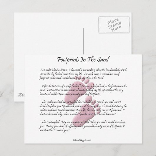 Fußabdrücke im Sand Postkarte (Vorne/Hinten)