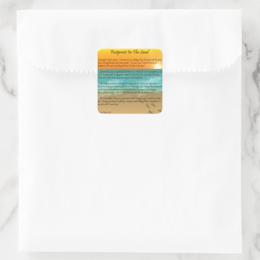 Fußabdrücke im Sand Quadratischer Aufkleber (Tasche)