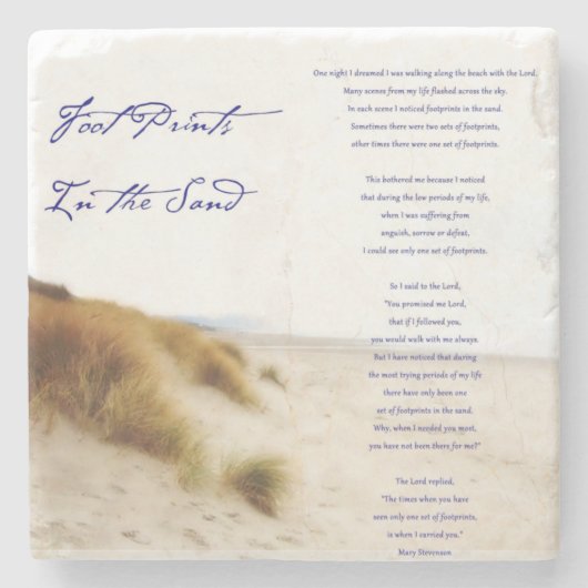 Fußabdrücke im Sand Steinuntersetzer (Vorderseite)