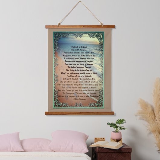 Fußabdrücke im Sand Wandteppich Mit Holzrahmen (Schlafzimmer)