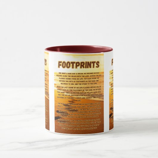 Fußabdrücke im Sandgebet Bild Zwei-Tone-Bild Tasse (Zentrum)