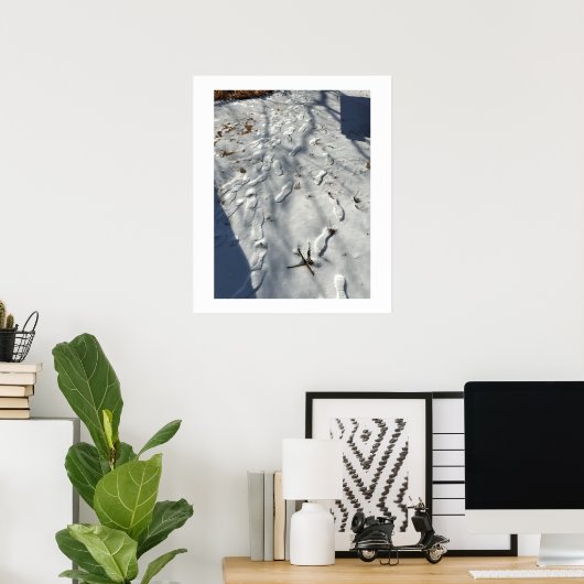 Fußabdrücke im Schneeplakat Poster (Heimbüro)