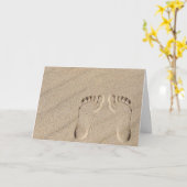 Fußabdrücke in Sand für Freunde Karte (Gelbe Blume)