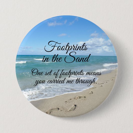 Fußabdrücke in Sand Inspirational Christlich Button (Vorderseite)