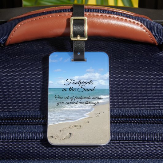 Fußabdrücke in Sand Inspirational Christlich Gepäckanhänger (Vorderseite Insitu 2)