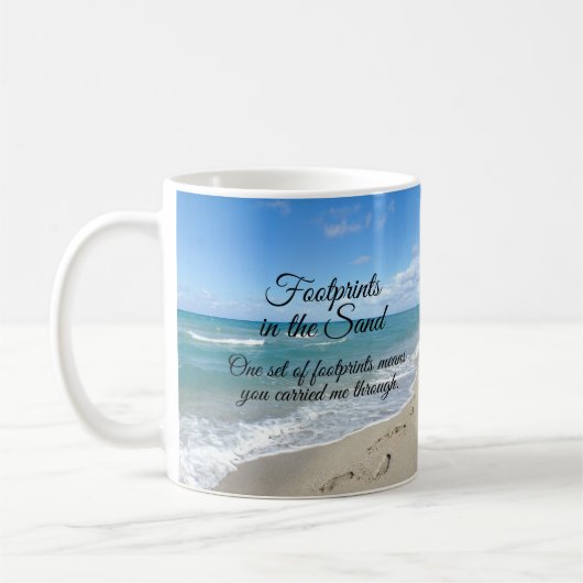 Fußabdrücke in Sand Inspirational Christlich Kaffeetasse (Links)