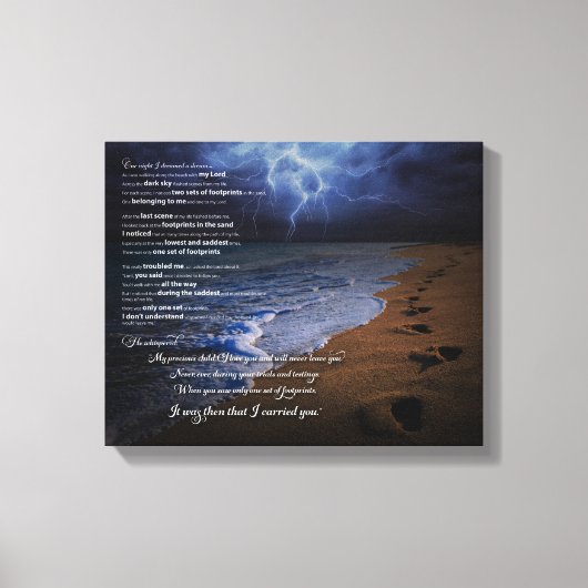 Fußabdrücke in Sand Poem Canvas Print Leinwanddruck (Vorderseite)