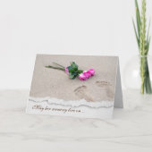 Fußabdrücke und Rose auf Sand Karte (Vorderseite)