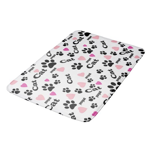 Fußabdrücke von Katzen Badematte (Schrägansicht)