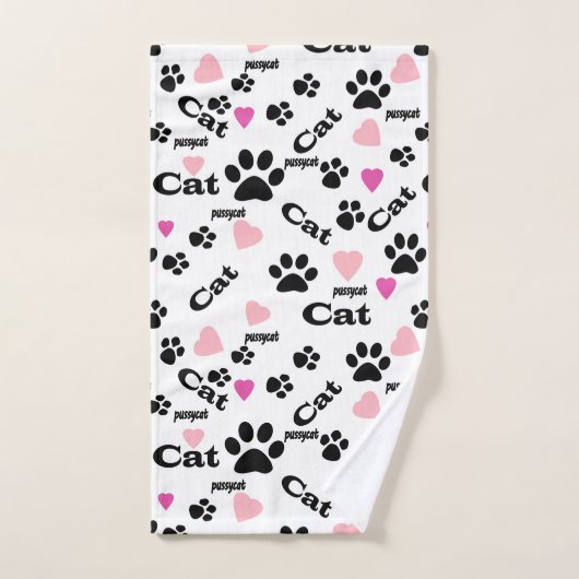 Fußabdrücke von Katzen Badhandtuch Set (Handtuch)