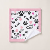 Fußabdrücke von Katzen Badhandtuch Set (Waschlappen)