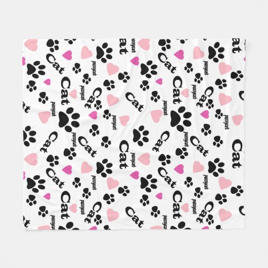 Fußabdrücke von Katzen Fleecedecke (Vorderseite (Horizontal))