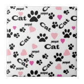 Fußabdrücke von Katzen Fliese (Vorderseite)