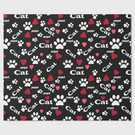 Fußabdrücke von Katzen Geschenkpapier (Flach)