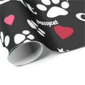 Fußabdrücke von Katzen Geschenkpapier (Rolleneckpunkt)