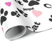 Fußabdrücke von Katzen Geschenkpapier (Rolleneckpunkt)