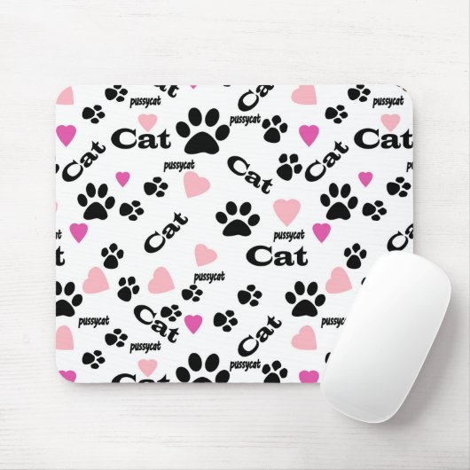 Fußabdrücke von Katzen Mousepad (Mit Mouse)