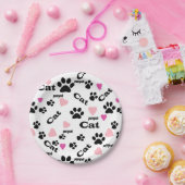Fußabdrücke von Katzen Pappteller (Party)
