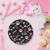 Fußabdrücke von Katzen Pappteller (Party)