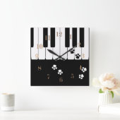 Fußabdrücke von Katzen Quadratische Wanduhr (Zuhause)