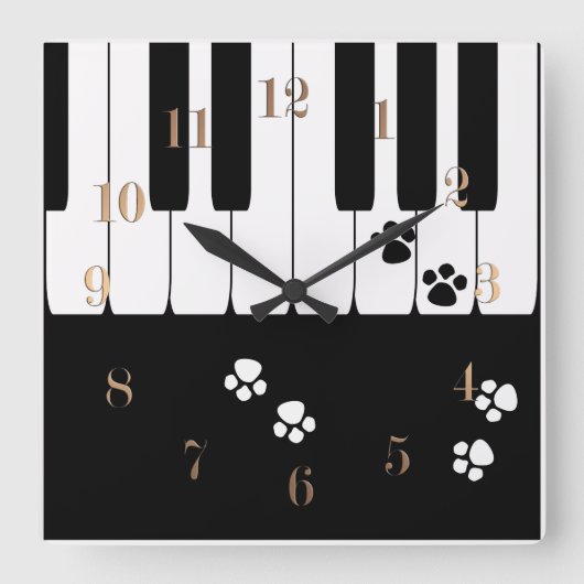Fußabdrücke von Katzen Quadratische Wanduhr (Vorderseite)