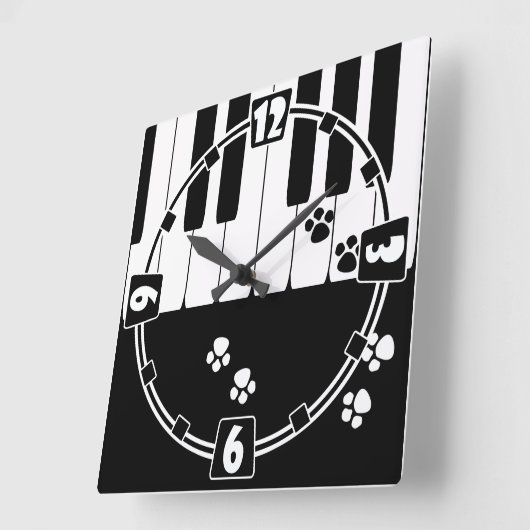 Fußabdrücke von Katzen Quadratische Wanduhr (Winkel)