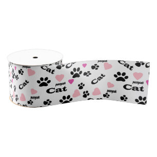 Fußabdrücke von Katzen Ripsband