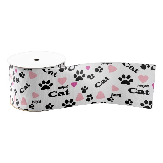 Fußabdrücke von Katzen Ripsband (Spule)