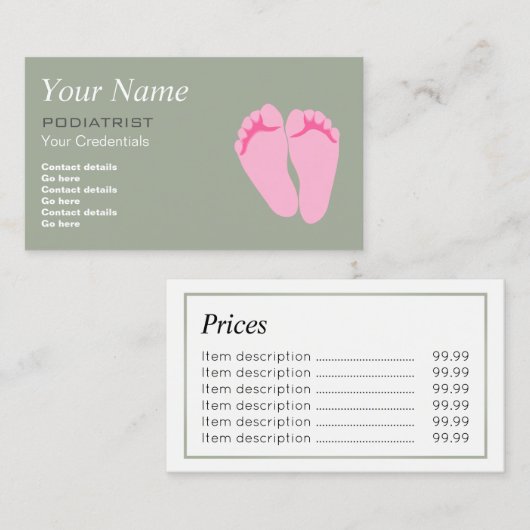 Fußarzt-Fußpfleger-Preis-Visitenkarten Visitenkarte (Vorne/Hinten)
