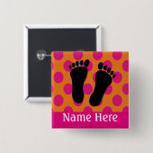 Fußarzt-Namensknopf-Rosa und Orange Button (Vorne & Hinten)