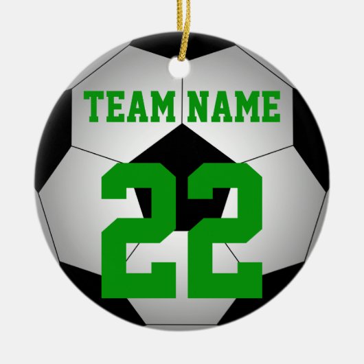Fußbalball-Teamname personalisiert Keramikornament (Vorne)