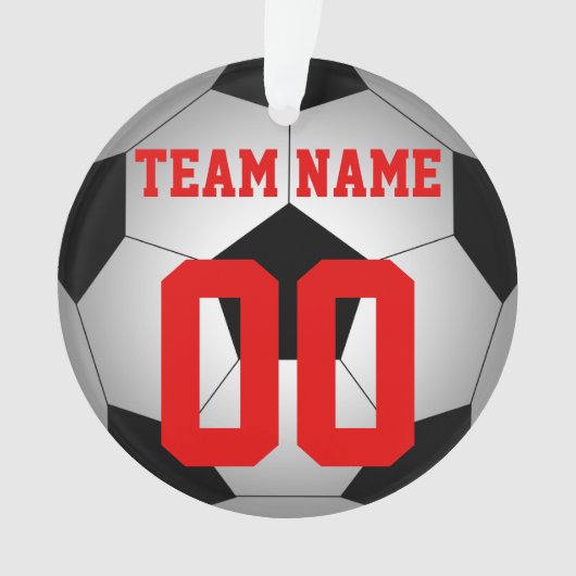Fußbalball-Teamname personalisiert Ornament (Vorderseite)